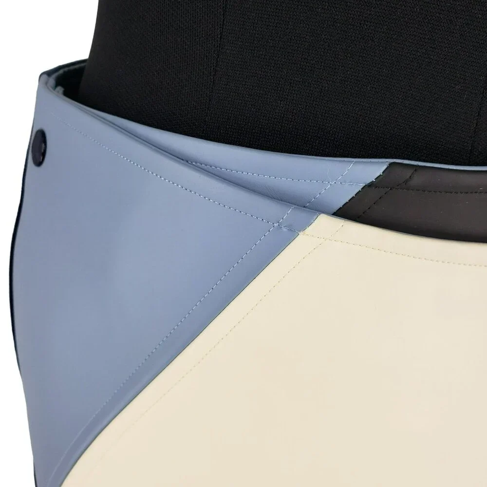 Miko Miko Stripe Skirt Faux Leather Blue White Mod Retro Futuristic Cosplay - Picture 14 of 16